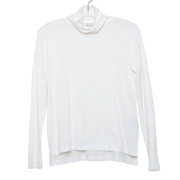 Madewell Whisper Cotton Turtleneck Long Sleeve White Tee - Picture 1 of 6